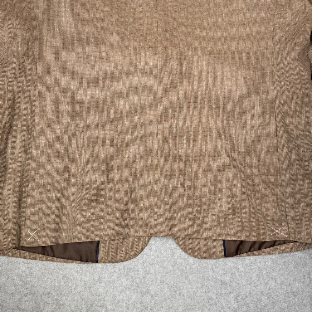 Stafford Signature Classic Brown Herringbone Linen Cotton Sport Coat Men's 44 S
